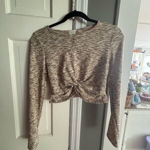 Altar'd State Brown and Cream Textured Blouse
